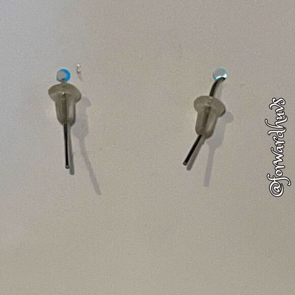 Bundle Sale 3 for $15 | Silver Cage with Blue Plastic Dangle Earrings - Picture 5 of 8